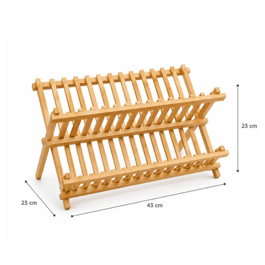 Escurridor de Platos de Bambú Plegable 2 Niveles