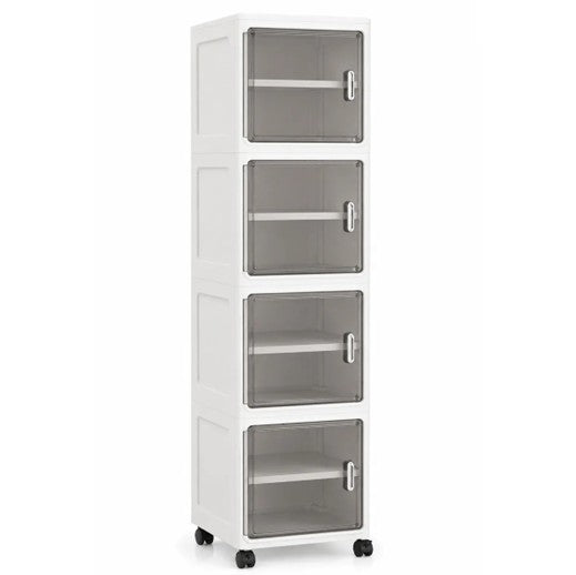 Organizador Modular de Plástico 4 Niveles con Ruedas y Puerta Ahumada