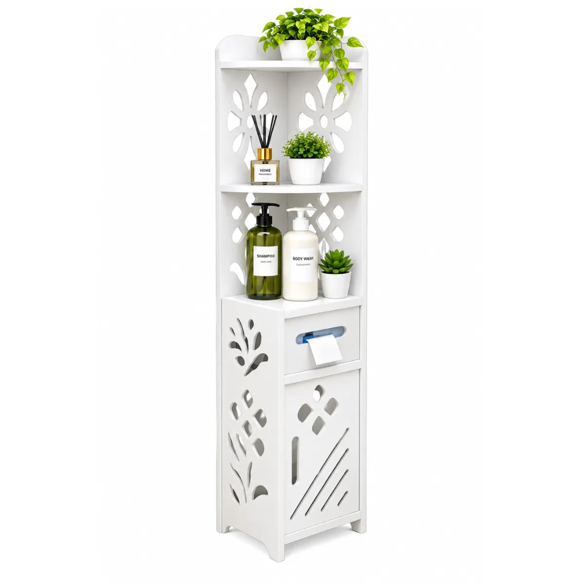 Organizador Esquinero para Baño 100 x 24 x 24 cm con Repisas y Compartimentos