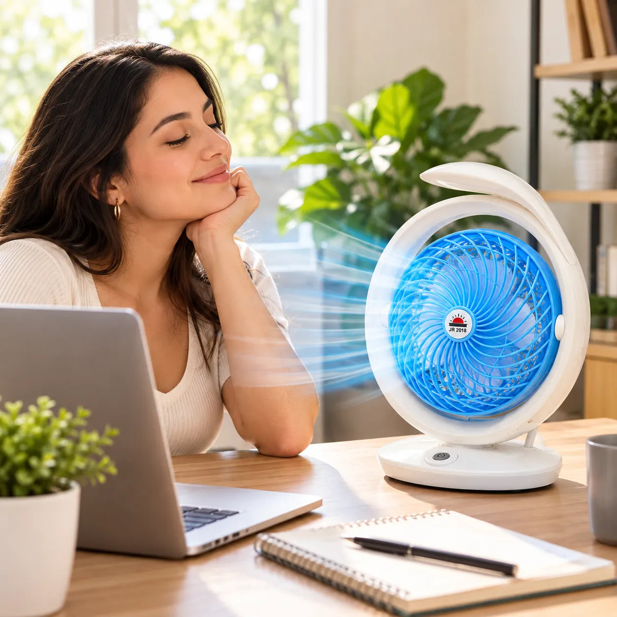 Mini Ventilador de Mesa Portátil 31 x 21 cm con Base y Asa