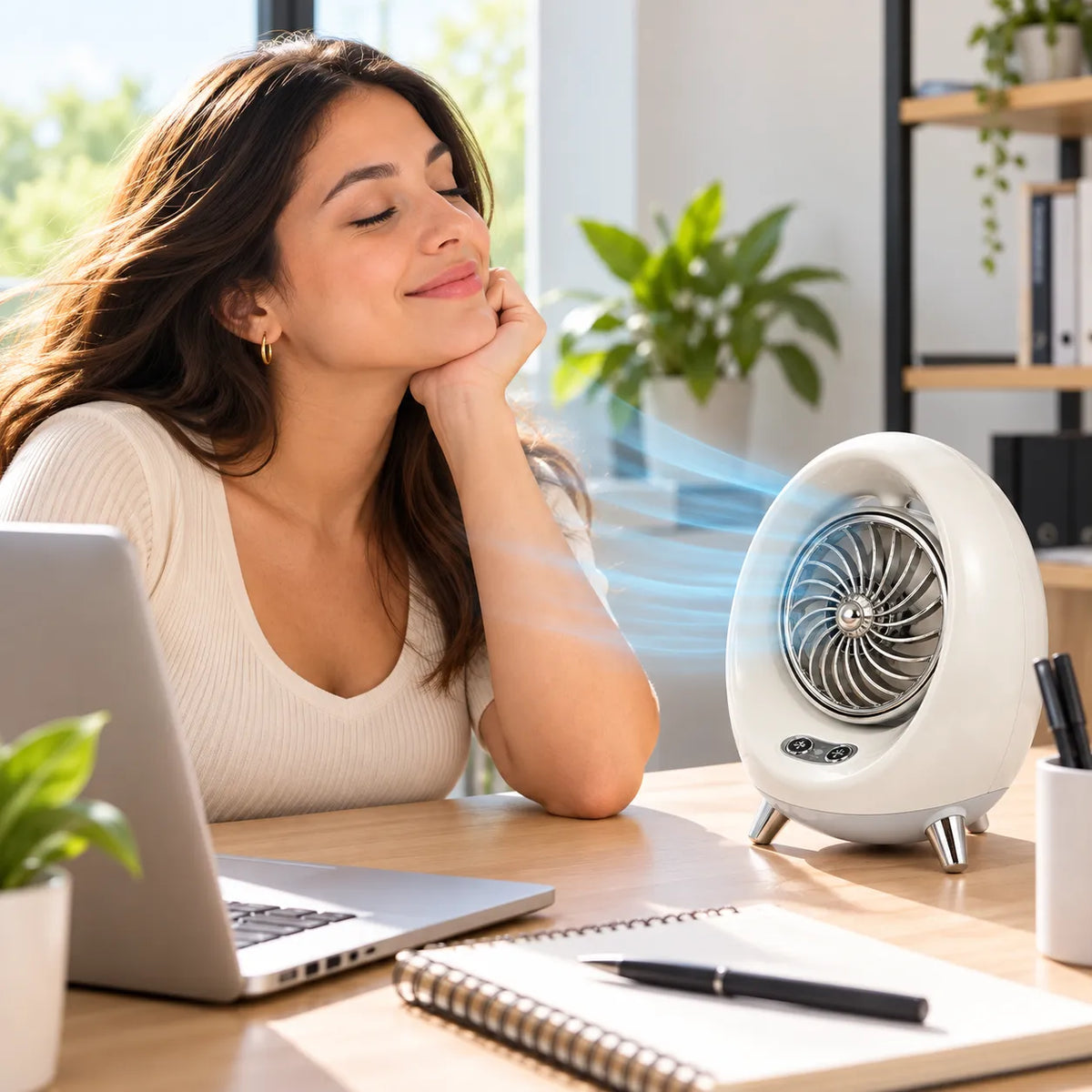 Mini Ventilador de Mesa con Humidificador y Spray de Agua, USB