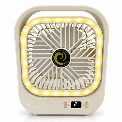 Mini Ventilador de Mesa con Luz LED y Pantalla Digital 12 x 20 cm