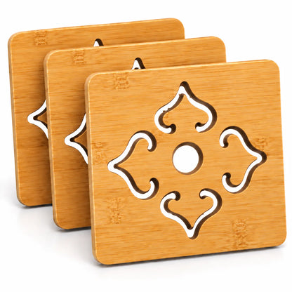 Pack x3 Soportes para Ollas de Bambú Protectores de Mesa para Cocina