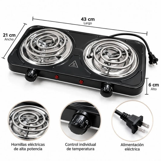 Cocina Eléctrica de 2 Hornilla para Preparar Alimentos en el Hogar