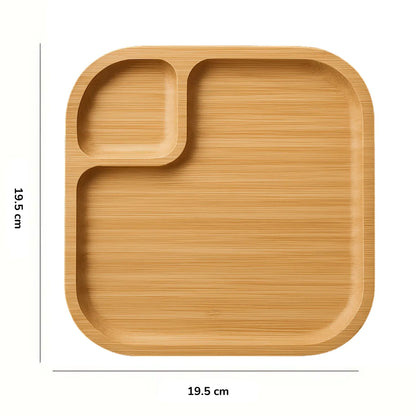 BANDEJA PARA ALIMENTOS DECORATIVA BAMBU CON DIVISIÓN