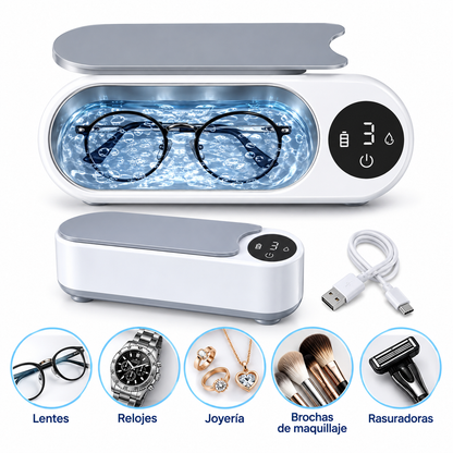 Limpiador Ultrasónico Multifunción para Lentes, Joyas, Relojes y Accesorios