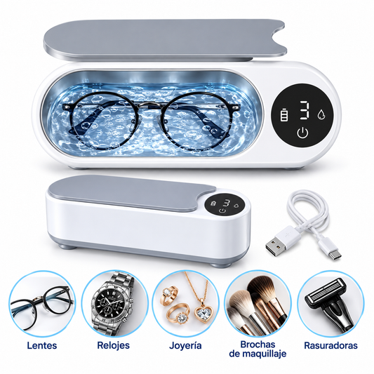 Limpiador Ultrasónico Multifunción para Lentes, Joyas, Relojes y Accesorios