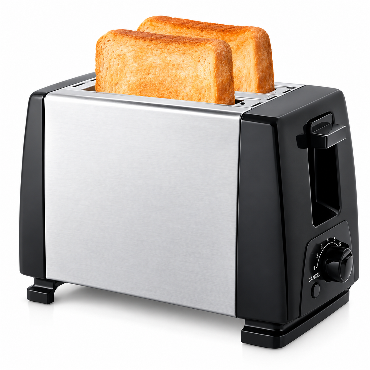 Tostadora Eléctrica de 2 Panes 650W con 6 Niveles de Tostado y Bandeja Recogemigas
