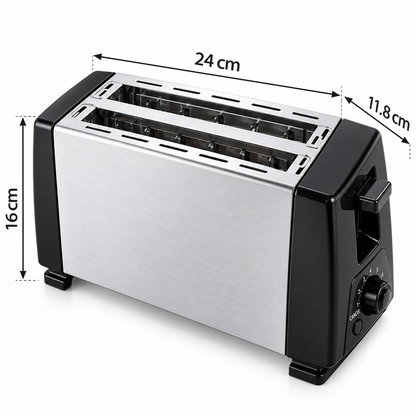 Tostadora Eléctrica de 2 Panes 650W con 6 Niveles de Tostado y Bandeja Recogemigas