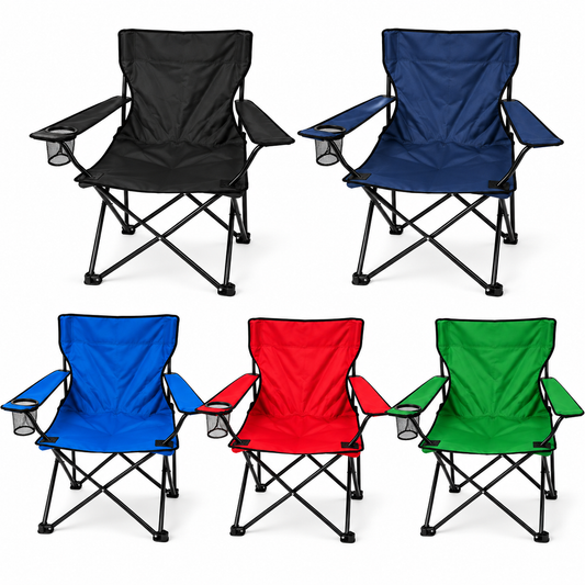 Silla Plegable de Camping con Portavasos y Apoyabrazos para Exterior Color Aleatorio