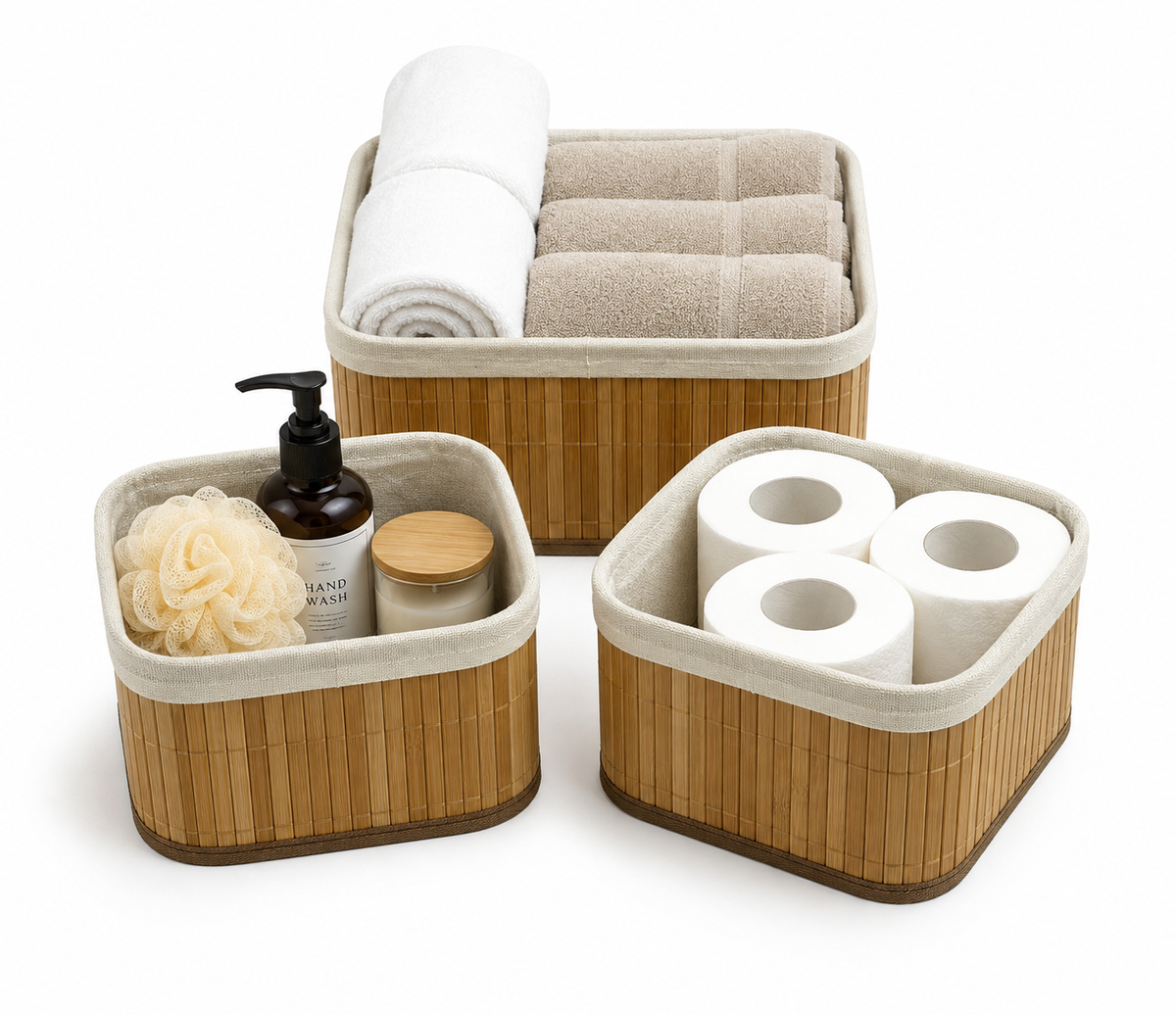 Set de Cestos de Bambú para Almacenamiento x 3 piezas