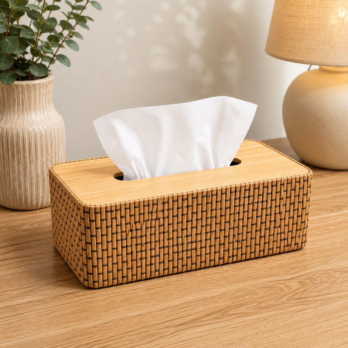 Servilletero de bambú para mesa organizador para cocina, comedor y baño