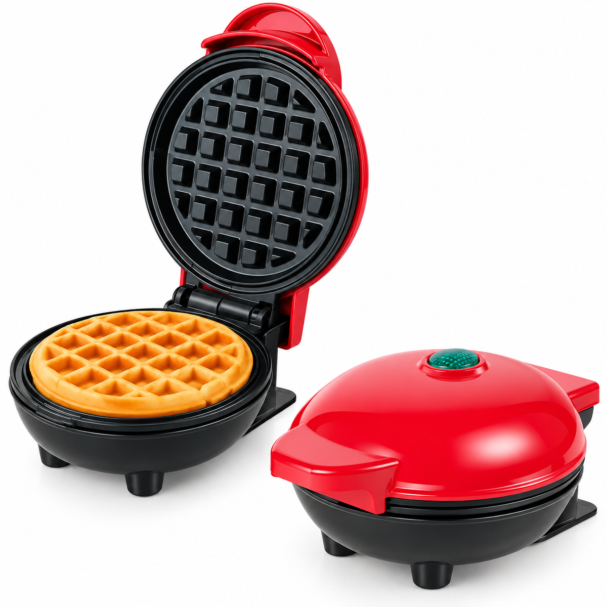 Mini Waflera Eléctrica para Waffles Redondos 12 cm 16.5 x 8.5 x 12.5 cm para Cocina