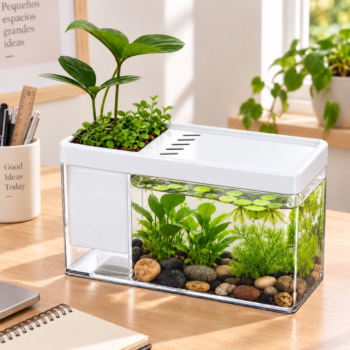 Mini Acuario Decorativo para Plantas Acuáticas 17 x 8 x 10,5 cm