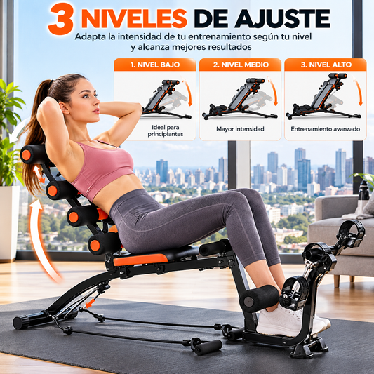 Máquina de Ejercicios Multifuncional con Pedales para Abdominales, Brazos y Piernas