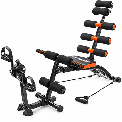 Máquina de Ejercicios Multifuncional con Pedales para Abdominales, Brazos y Piernas