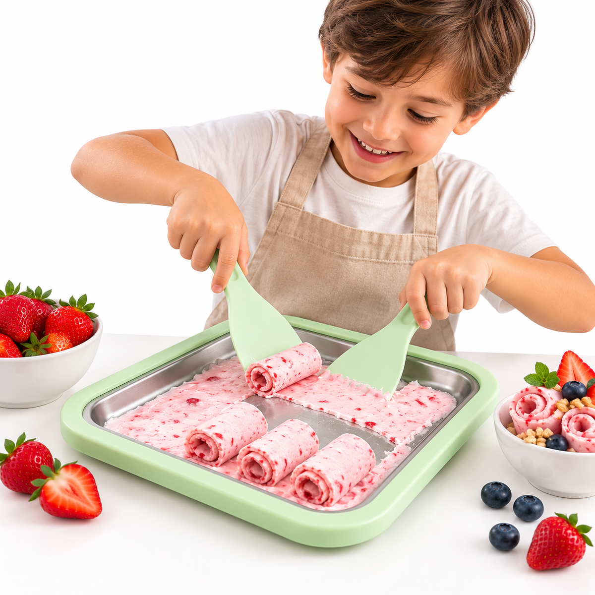 Bandeja para Hacer Helado de Acero Inoxidable 23 x 17.5 cm con Espátulas