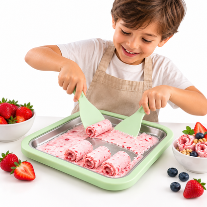 Bandeja para Hacer Helado de Acero Inoxidable 23 x 17.5 cm con Espátulas