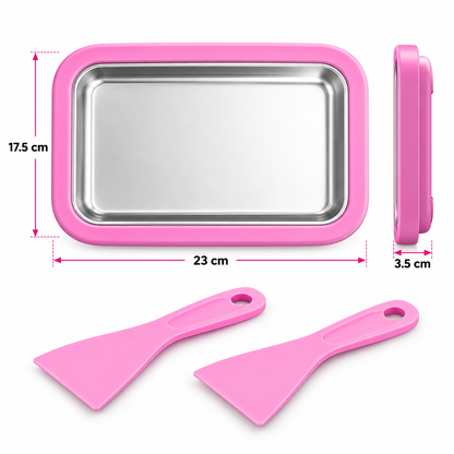 Bandeja para Hacer Helado de Acero Inoxidable 23 x 17.5 cm con Espátulas