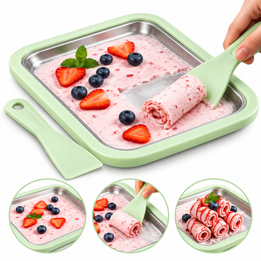 Bandeja para Hacer Helado de Acero Inoxidable 23 x 17.5 cm con Espátulas