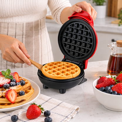 Mini Waflera Eléctrica para Waffles Redondos 12 cm 16.5 x 8.5 x 12.5 cm para Cocina
