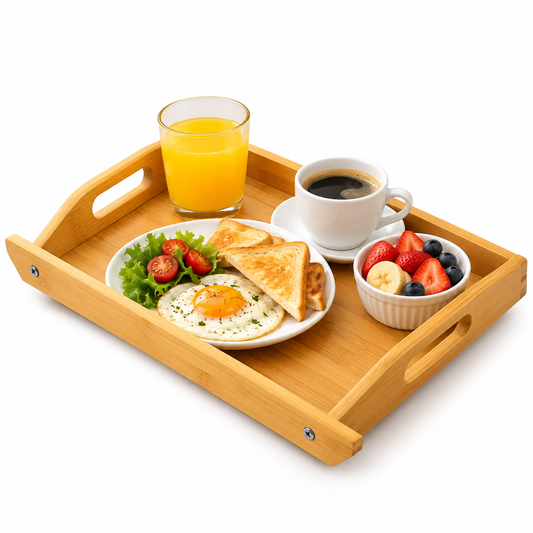 Bandeja de Desayuno 36 x 22.5 cm con Asas para Cama, Sofá y Servir Alimentos