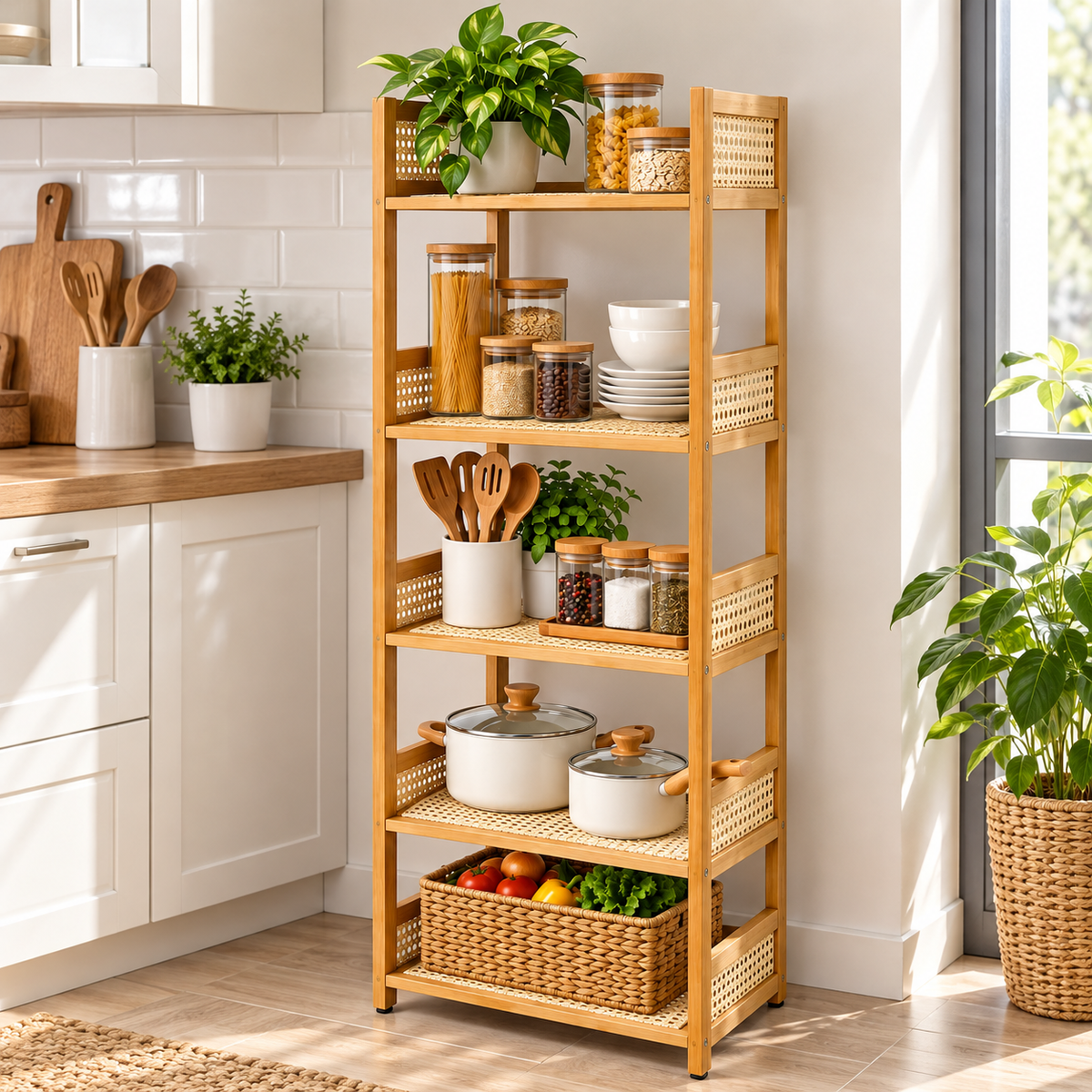 Repisa Organizadora de 5 Niveles 130 x 33 cm para Baño, Dormitorio, Cocina y Hogar