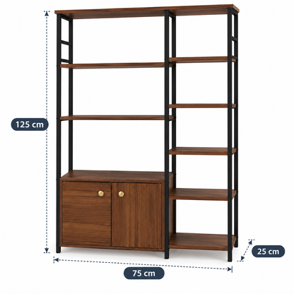 Mueble Organizador de 5 Niveles con Estantes y 2 Puertas 125 x 75 x 25 cm para Hogar