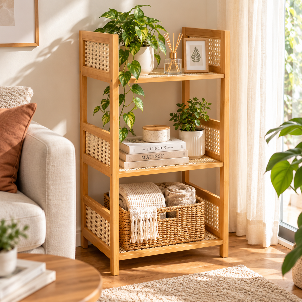 Organizador Vertical de 3 Niveles con Repisas y Compartimentos para Baño, Dormitorio y Hogar