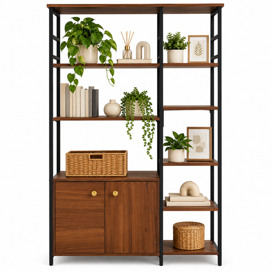 Mueble Organizador de 5 Niveles con Estantes y 2 Puertas 125 x 75 x 25 cm para Hogar