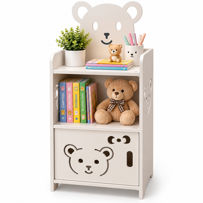Mueble Organizador Auxiliar de 2 Niveles con Puerta Calada 55 cm para Dormitorio y Hogar