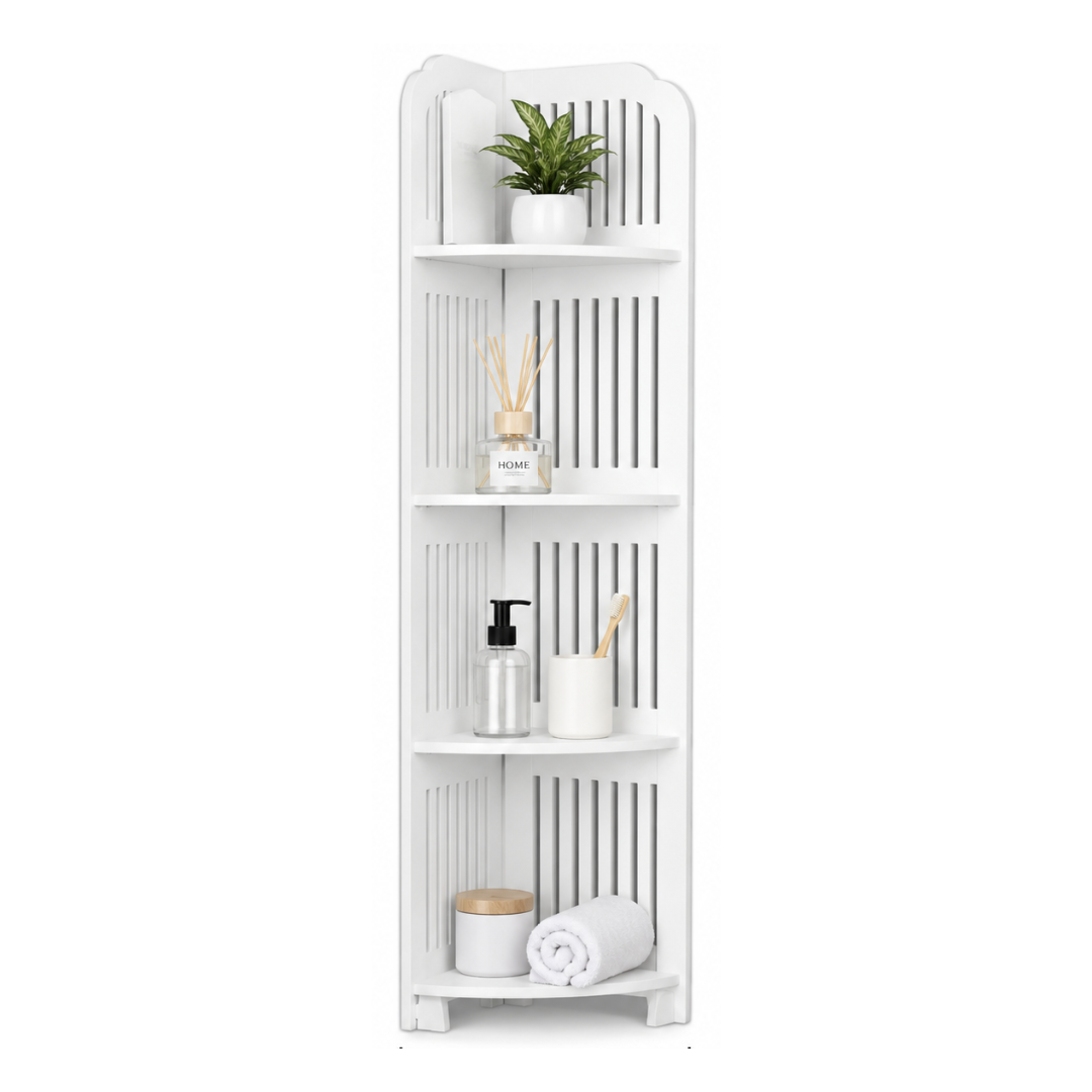 Organizador Esquinero de Baño 120 x 21 cm de PVC con 4 Niveles