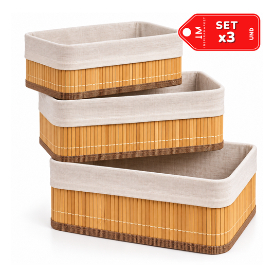 Set x3 Cestos Organizadores Multiuso de 3 Tamaños para Baño, Dormitorio y Cocina