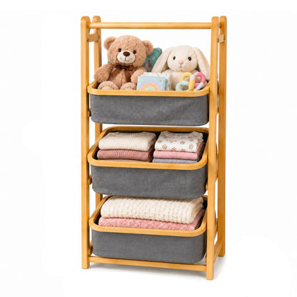 Organizador de 3 Niveles con Cestos de Tela 45 x 35 x 109 cm para Ropa, Juguetes y Hogar