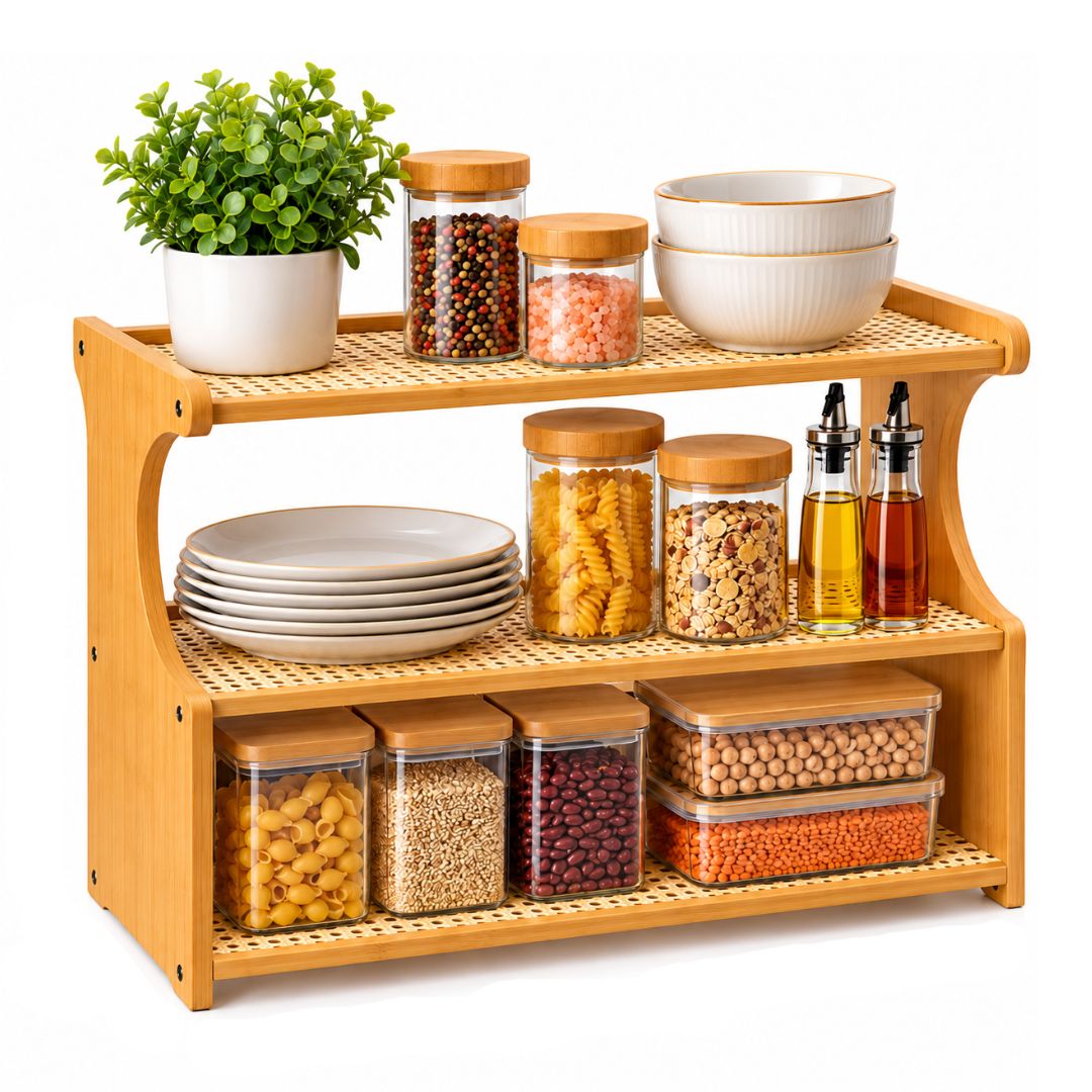 Organizador de Cocina de 3 Niveles 52 x 40 x 19 cm para Especias, Frascos y Accesorios