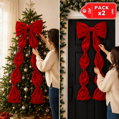 Pack x 2 Lazo Navideño Decorativo para Árbol y Puertas de 2 Metros