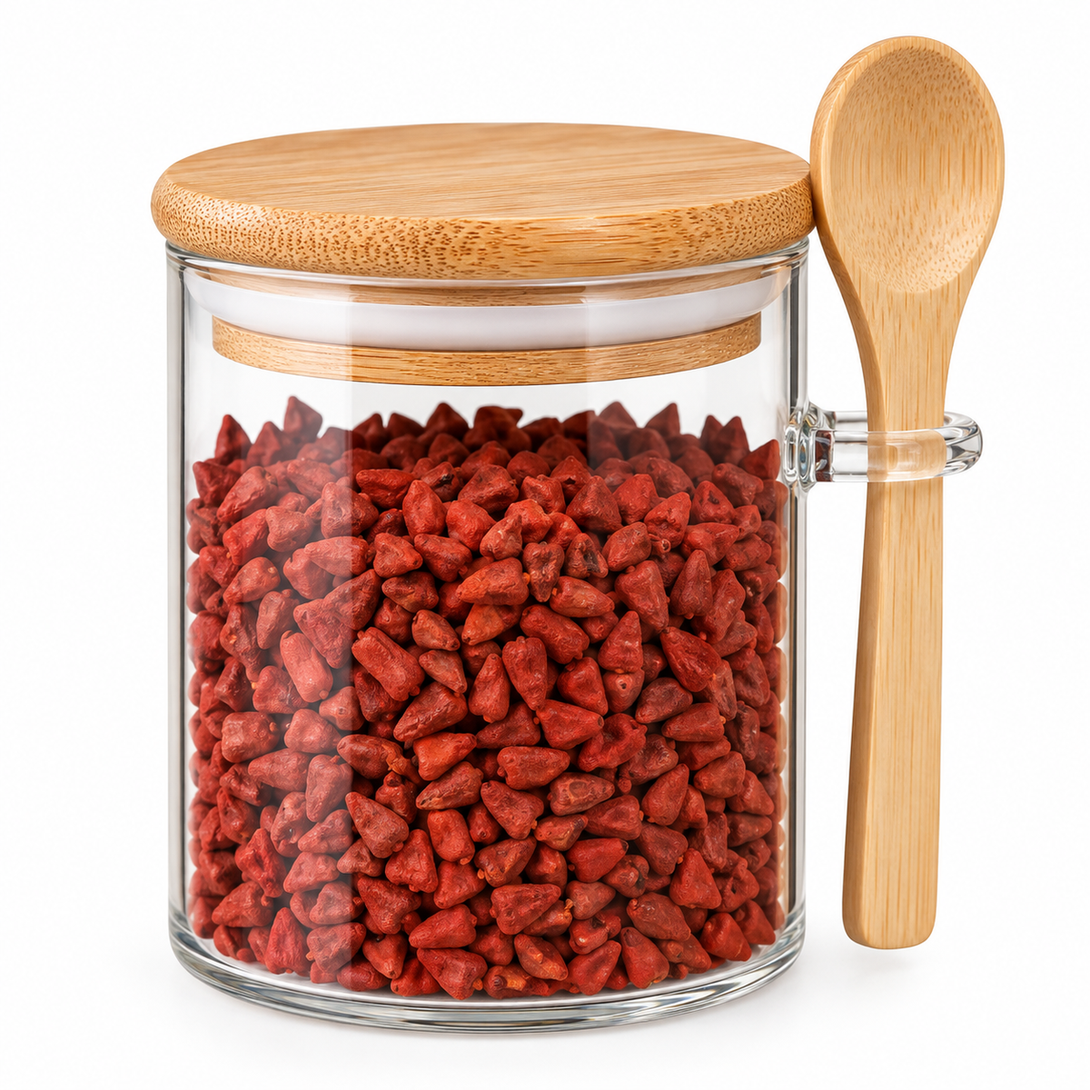 Frasco Pequeño Circular para Especias con Tapa y Cucharita para Cocina