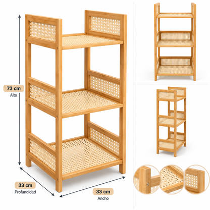 Organizador Vertical de 3 Niveles con Repisas y Compartimentos para Baño, Dormitorio y Hogar