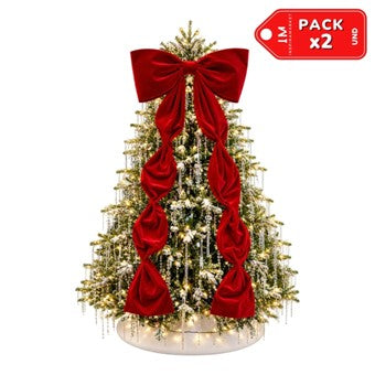 Pack x 2 Lazo Navideño Decorativo para Árbol y Puertas de 2 Metros