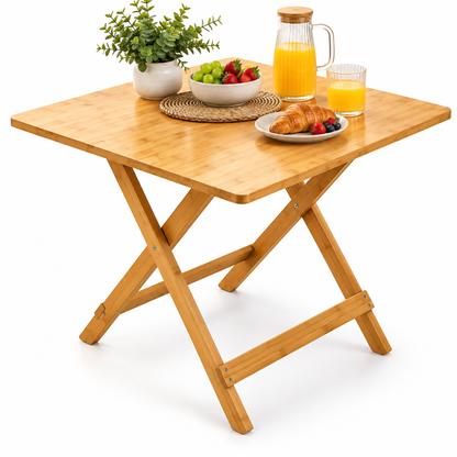Mesa Plegable 67 x 67 cm con Patas Cruzadas para Terraza, Jardín, Balcón y Exterior