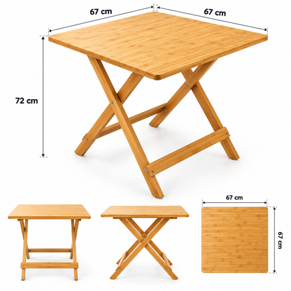 Mesa Plegable 67 x 67 cm con Patas Cruzadas para Terraza, Jardín, Balcón y Exterior