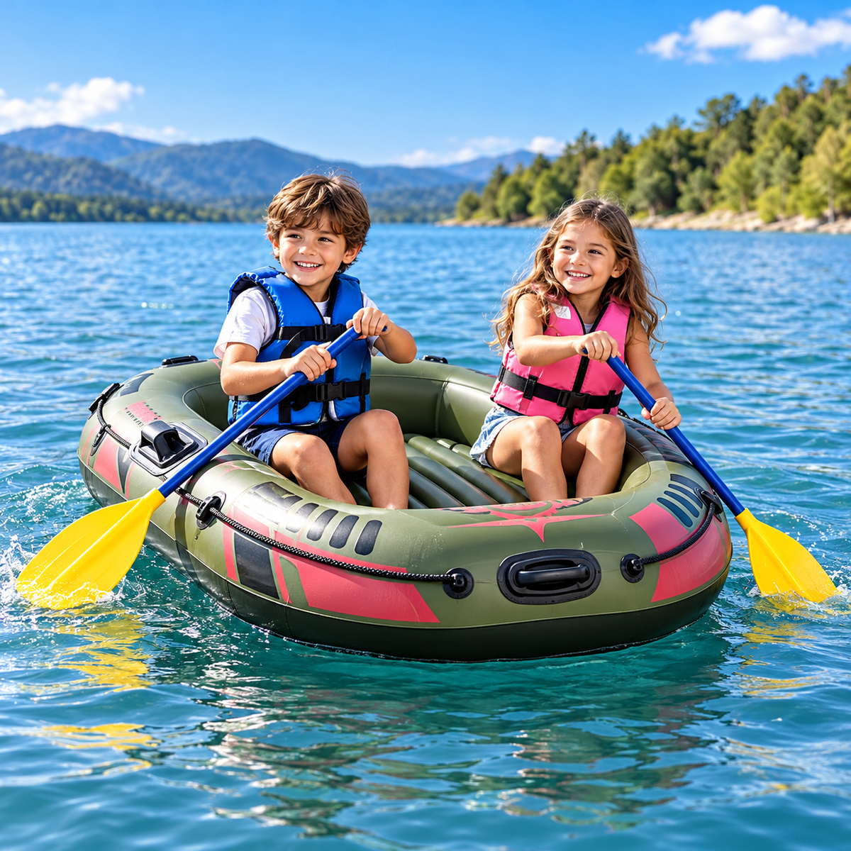 Lancha Inflable Recreativa 180 x 97 cm con Remos, Bomba de Aire y Accesorios