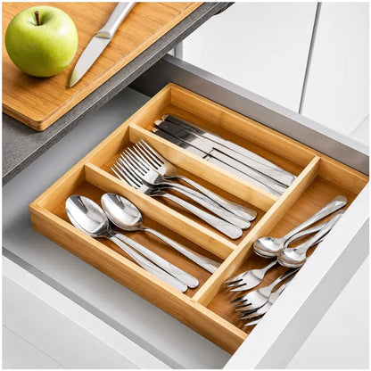 Porta Cubiertos de Bambú Organizador de Cubiertos Cocina Comedor