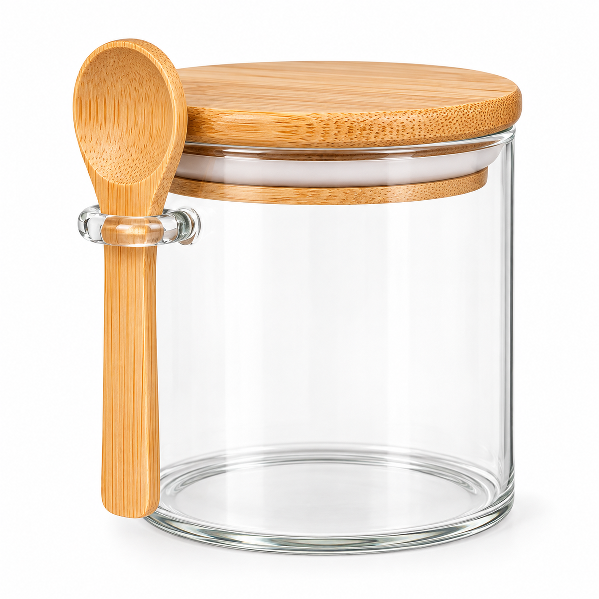 Frasco Pequeño Circular para Especias con Tapa y Cucharita para Cocina