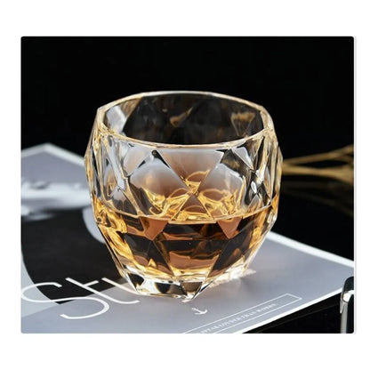 Set x 2 Vasos de Vidrio Estilo Diamante Vino Whisky Licores y Bebidas