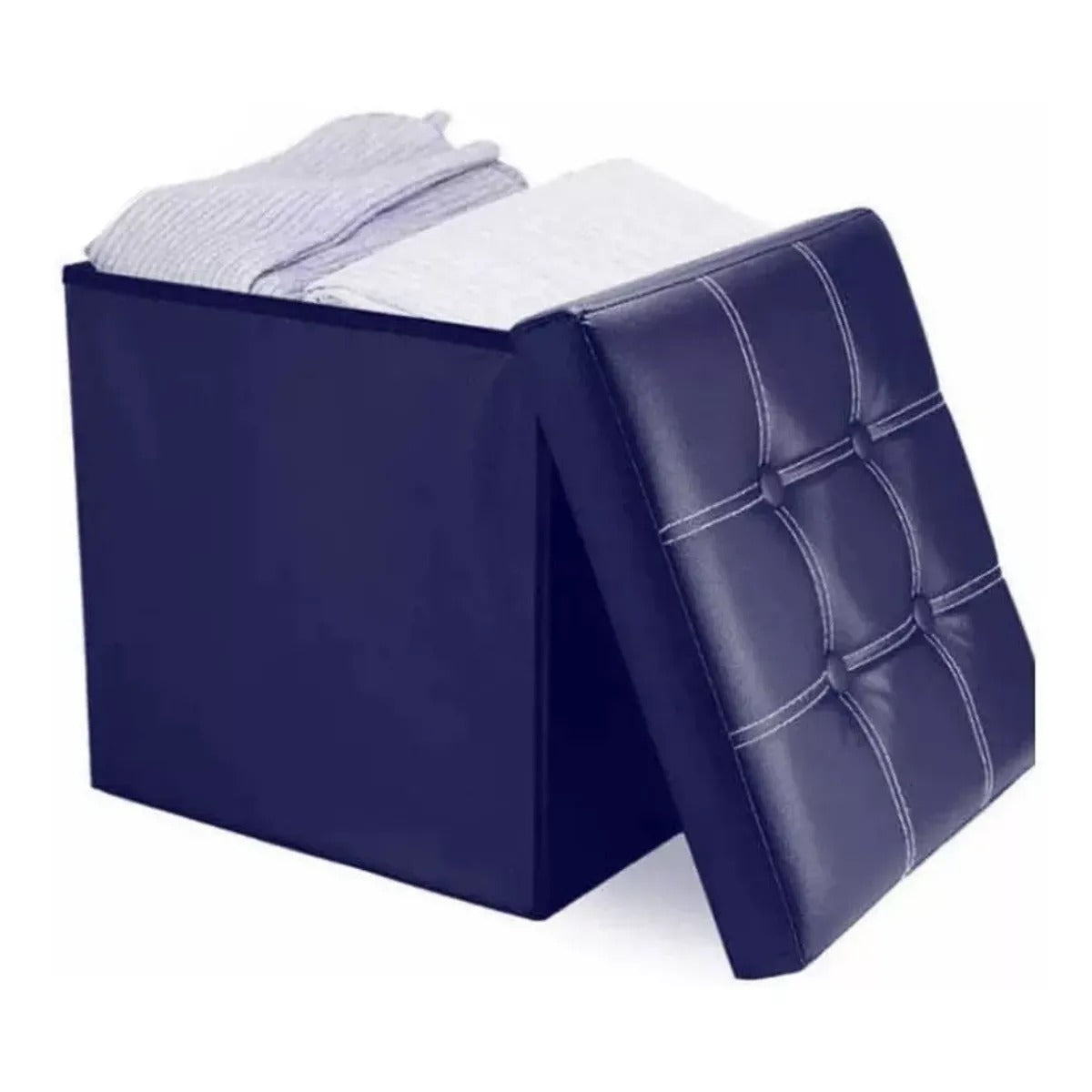 Taburete Baul reposapiés asiento acolchado azul x 1