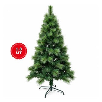 Árbol de Navidad Artificial Verde con Base Metálica para Decoración Navideña