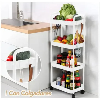 Carrito estante para almacenamiento 4 niveles multiusos rodante