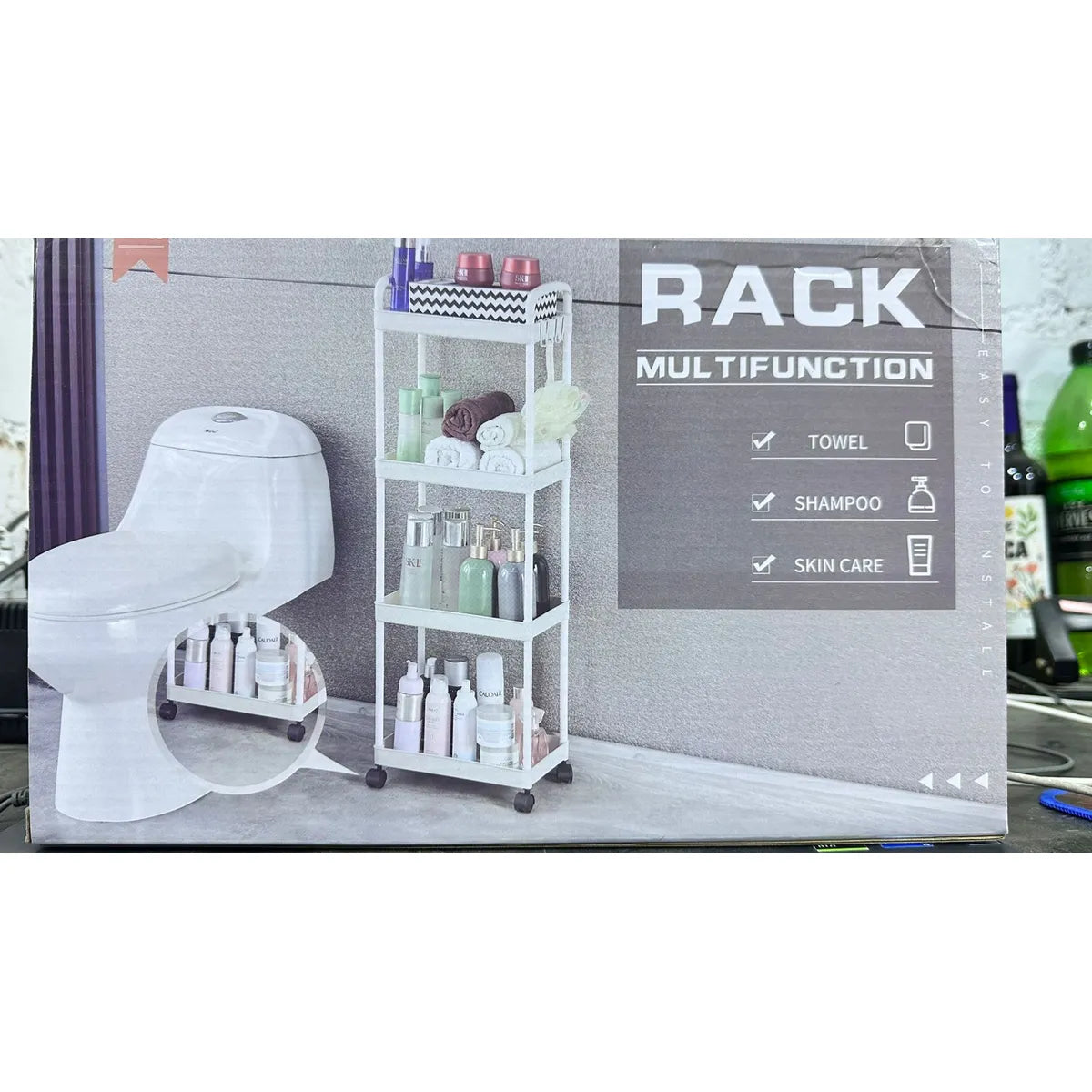 Carrito estante para almacenamiento 4 niveles multiusos rodante