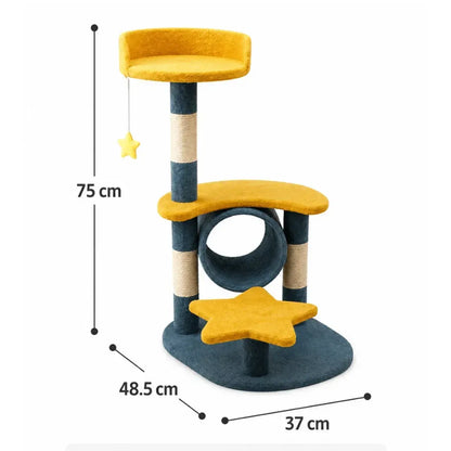 Árbol Rascador para Gatos con Cueva, Plataforma y Cama Superior – Gimnasio Multifuncional 75 cm